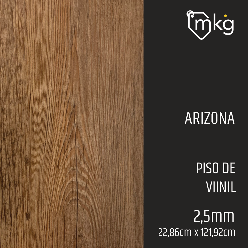 DR PISO DE VINIL ARIZONA. LAMINA: 22,86 cm x 121,92 cm. CAJA: 5,016 m2. GROSOR: 2,5 mm 