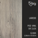 DR PISO DE VINIL SPC CLICK LAREDO. LAMINA: 22,86 cm x 121,92 cm. CAJA: 2,5 m2. GROSOR: 6 mm 