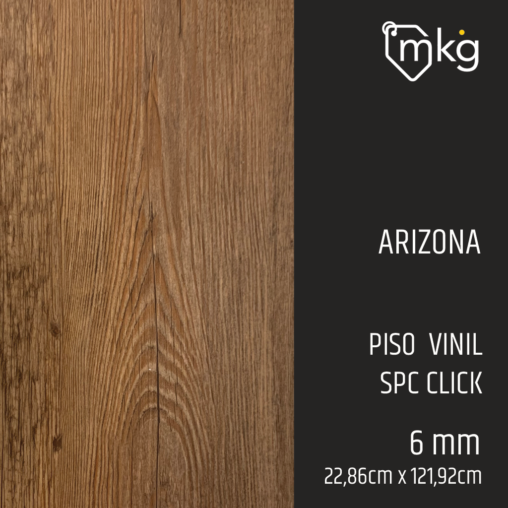 DR PISO DE VINIL SPC CLICK ARIZONA. LAMINA: 22,86 cm x 121,92 cm. CAJA: 2,5 m2. GROSOR: 6 mm 