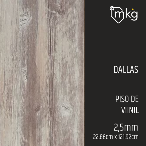 [ST.DR.PIS.VI.2.5MM.SP.02] DR PISO DE VINIL DALLAS. LAMINA: 22,86 cm x 121,92 cm. CAJA: 5,016 m2. GROSOR: 2,5 mm 