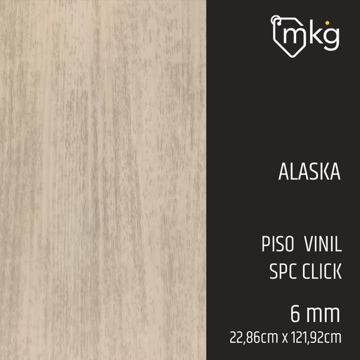 [ST.DR.PIS.SPC.CLK.6MM.01] DR PISO DE VINIL SPC CLICK ALASKA. LAMINA: 22,86 cm x 121,92 cm. CAJA: 2,5 m2. GROSOR: 6 mm 