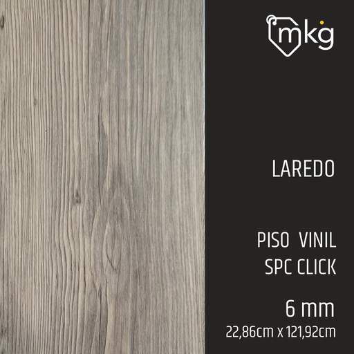 [ST.DR.PIS.SPC.CLK.6MM.02] DR PISO DE VINIL SPC CLICK LAREDO. LAMINA: 22,86 cm x 121,92 cm. CAJA: 2,5 m2. GROSOR: 6 mm 